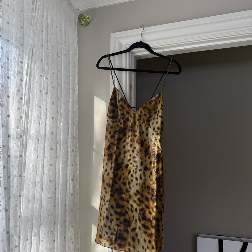 Saint Laurent Animal Print Satin Dress